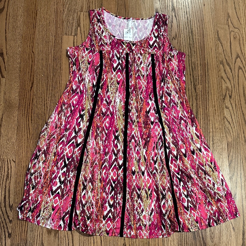 NWT- women’s NY Collection, Vibrant pink Sleeveless Dress. Size 1X